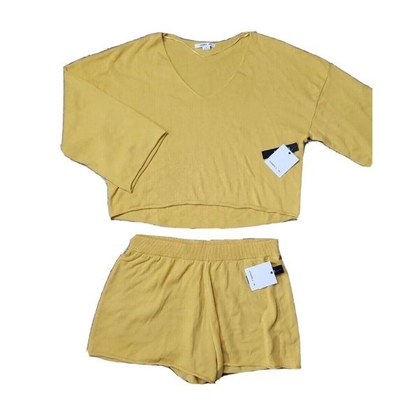 O'Neill Tops - NEW - O'Neill Women's S/M Knit Outfit Top & Shorts Set Mila Yellow Soft Pull-On